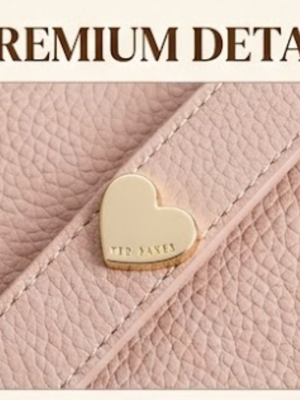 Ted Baker Pale Pink Pebbled Leather Heart-Shaped Crossbody Bag  gold -accents - Picture 4 of 15